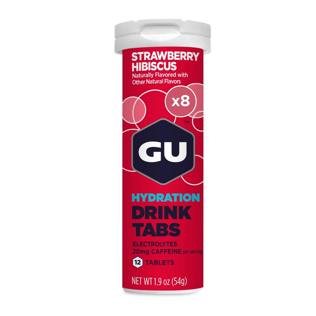 GU Energy Hydration Electrolyte Drink Tablets, Enhanced Endurance Sports Drink for Running, Cycling, Triathlon, Strawberry Hibiscus, 96 Servings
