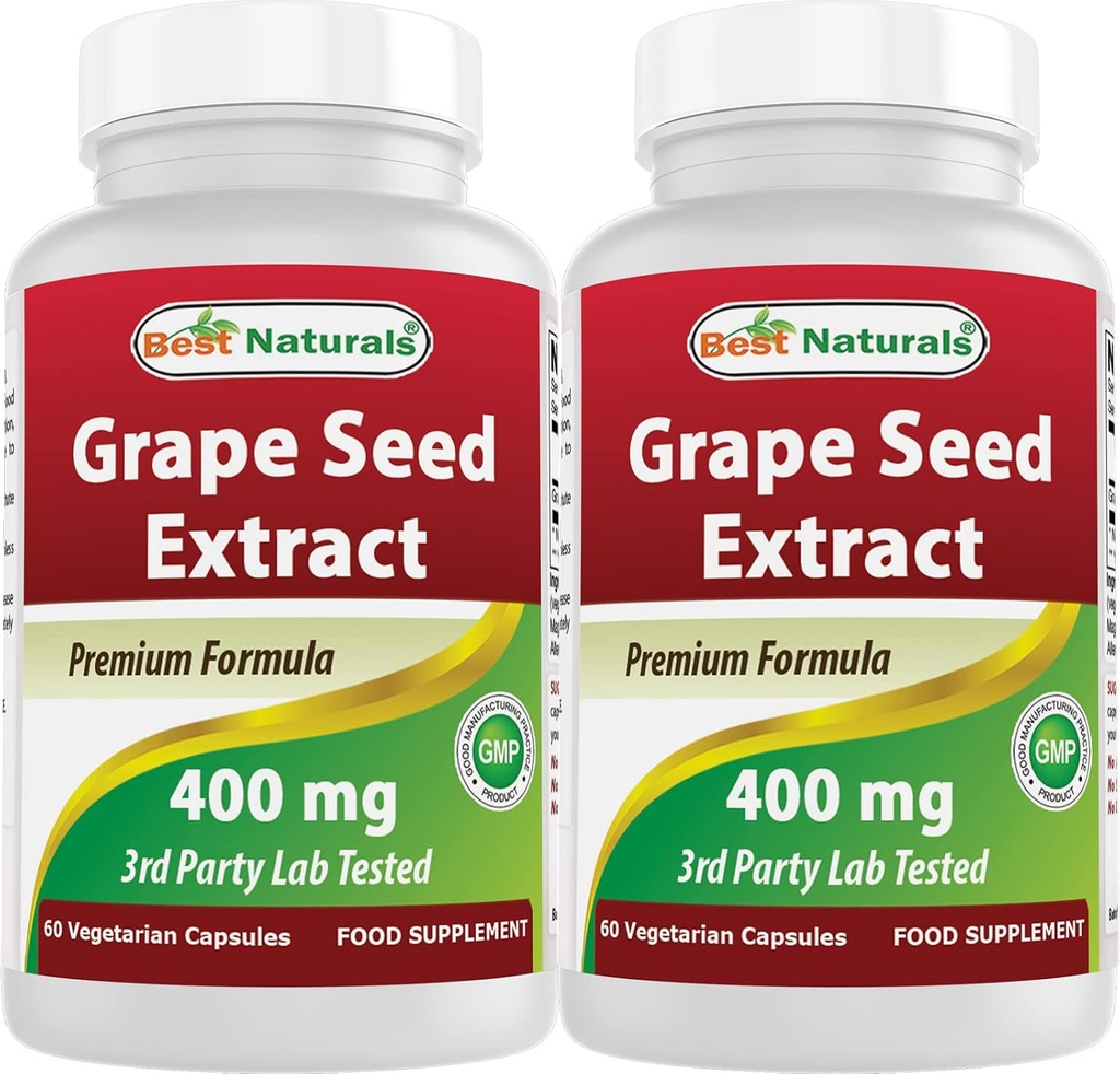 [BRSW2AYLCQFGOAI2] Best Naturals Grapeseed Extract 400 mg 120 vcaps (120 Count (Pack of 2))