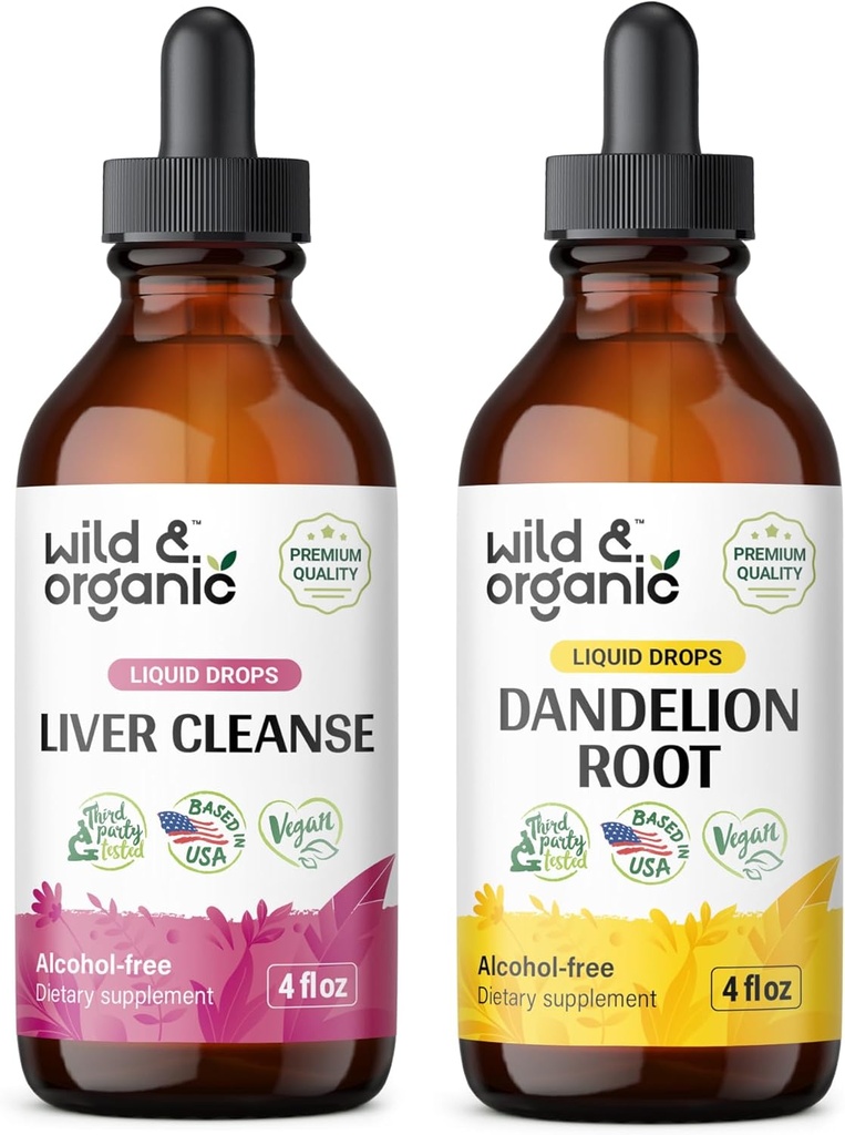 Wild & Organic Liver Cleanse Tincture 4 fl oz & Dandelion Root Tincture 4 fl oz
