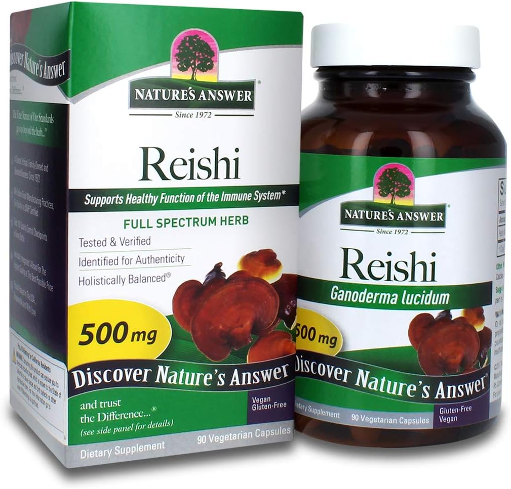 Nature's Answer Reishi Mushroom Mycelia Vegetarian Capsules, 90-Count | Immune Support | Promotes Cardiovascular Health | Liver Support