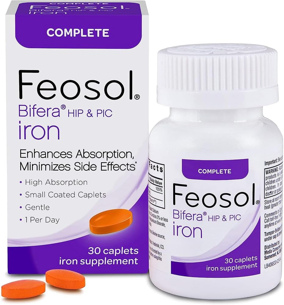 Feosol Bifera Hip & PIC Iron Supplement, Complete - 30 Caplets, Pack of 2