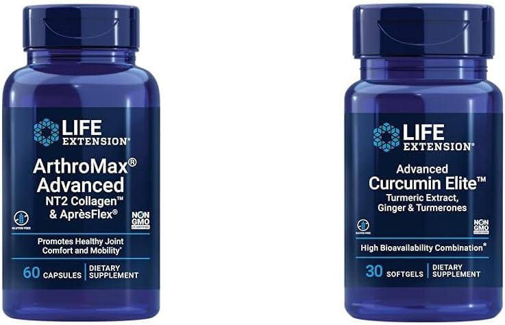 Life Extension ArthroMax Advanced Joint Health Supplement with Collagen, Glucosamine & Curcumin Elite Turmeric, 60 Capsules & 30 Softgels