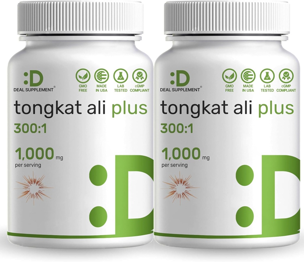 2 Pack Tongkat Ali Extract 300:1 with Horny Goat Weed 1,100mg, 480* Capsules – Indonesian Longjack Eurycoma Longifolia Root – Extra Strength Herbal Supplement for Energy