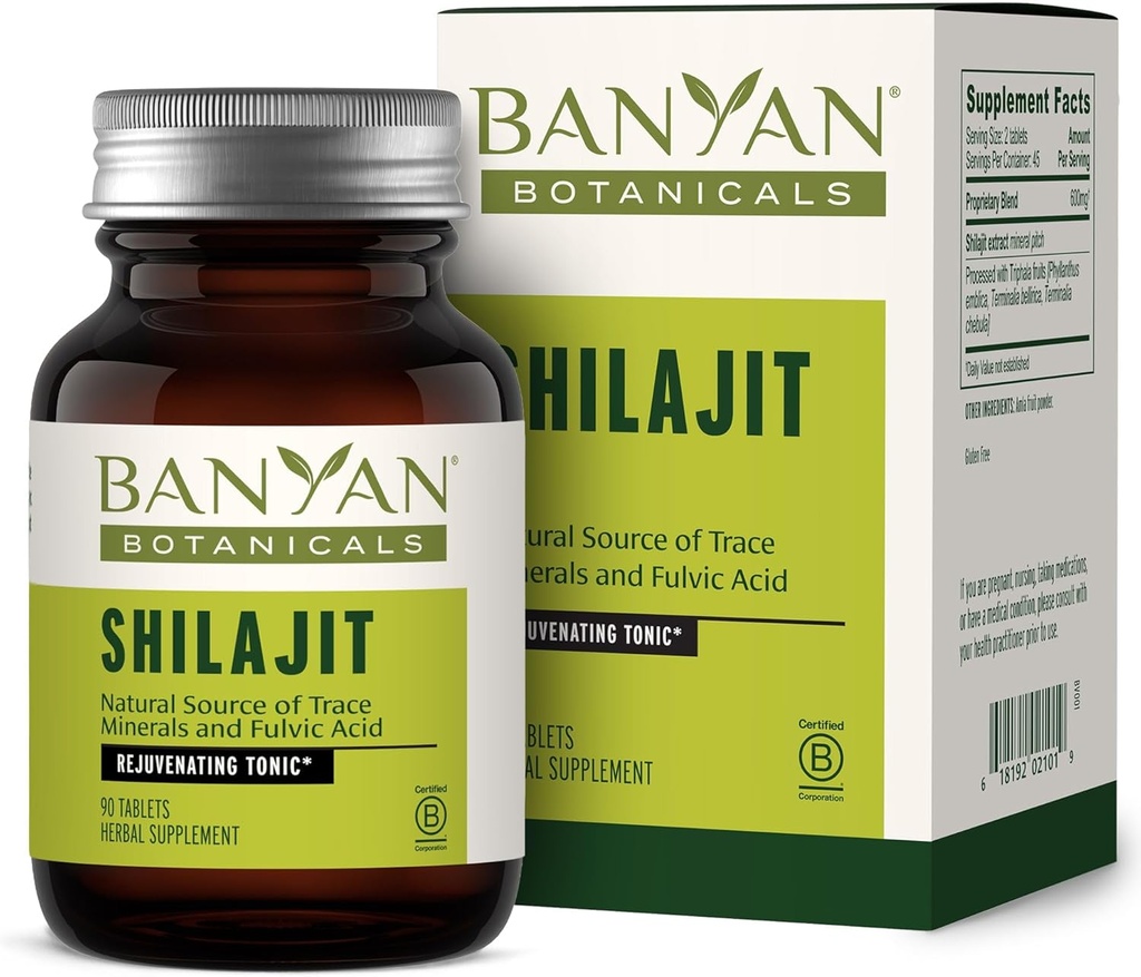 [BRSWIYQYO5YRAHDG] Banyan Botanicals Shilajit – Organic and Sustainable Mineral Pitch – Mineral-Rich Shilajit Supplement for Natural Detoxification and Healthy Aging* – 90 Tablets – Non GMO Sustainably Sourced Vegan