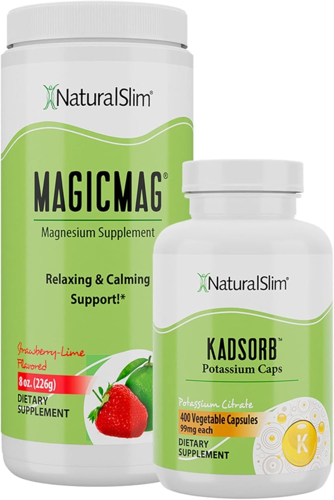 Dynamic Duo MagicMag & Kadsorb - Magnesium Powder Stress & Sleep Support Drink & Potassium Caps Electrolyte Balance Normal pH Support - Natural Aid for a Slow Metabolism