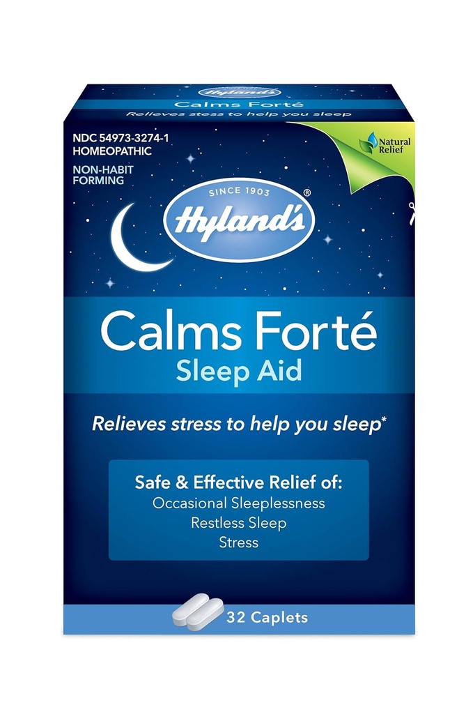 Hyland’s Calms Forte' Sleep Aid Caplets, Natural Relief of Nervous Tension and Occasional Sleeplessness, 32 Count