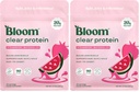 Bloom Clear Protein, Whey Protein Isolate with Collagen Peptides and Digestive Enzymes, 20g Protein, Sugar Free Post Workout Drink Mix, 90 Calories, Strawberry Watermelon, 10 Servings (Pack of 2)