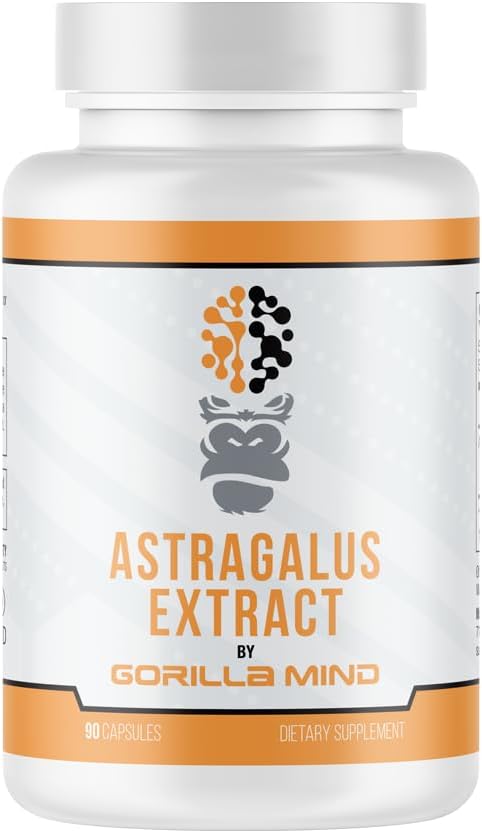 Gorilla Mind Astragalus 750mg Capsules - Long Term Immune Support and Improved Cardiovascular Health (90 Capsules)