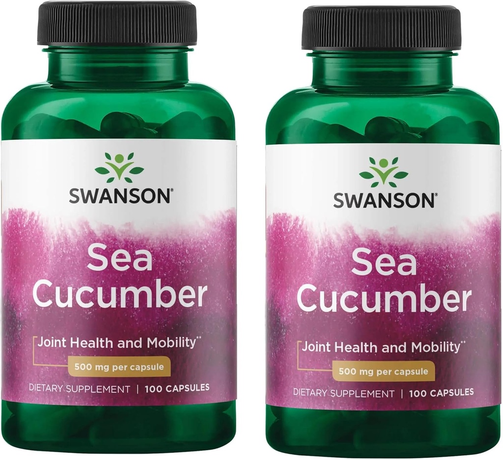 Swanson Sea Cucumber - Natural Supplement Promoting Joint Health & Mobility Support - Supports Cartilage Protection & Connective Tissue Health - (100 Capsules, 500mg Each) (2 Pack)