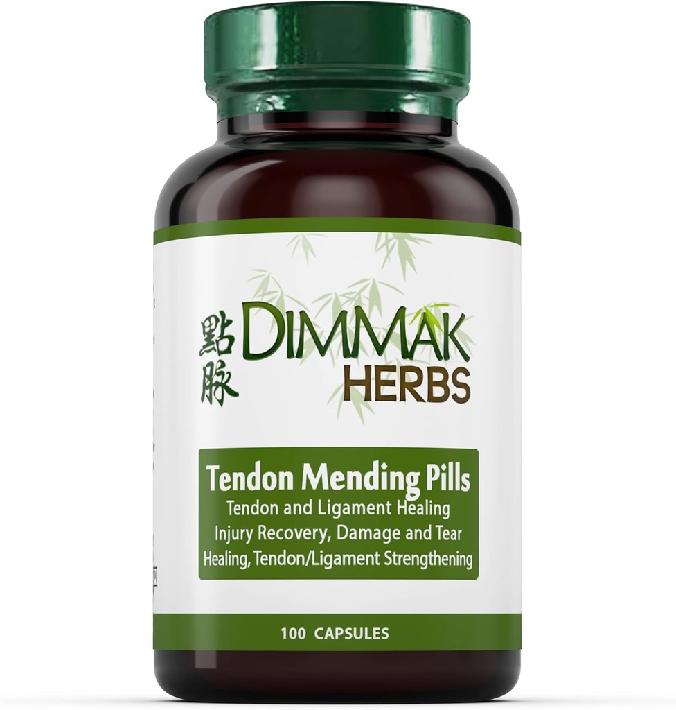Certified Organic Tendon Mending Pills: Tendon and Ligament Regeneration and Repair by Dimmak Herbs - 100 Caps 500mg