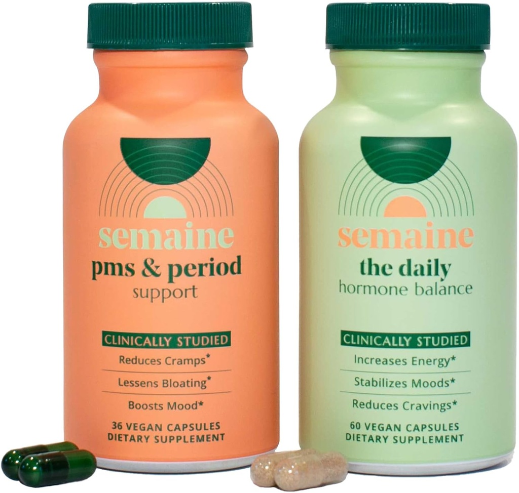 PMS & Hormone Cycle Support Bundle – Naturally Eases Cramps & Bloating, Mood Swings, Hormonal Acne, Fatigue, and Supports Hormone Health | 1 Month Supply