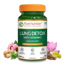 Pure Nutrition Lung Detox Supplement - 60 Veg Capsules | Quercetin, Vitamin C, Nettle, Vasaka Leaf, Lotus, Licorice & Ginger | Supports Lung Cleansing, Respiratory Health & Immune Defense | 100% Herbal Formula