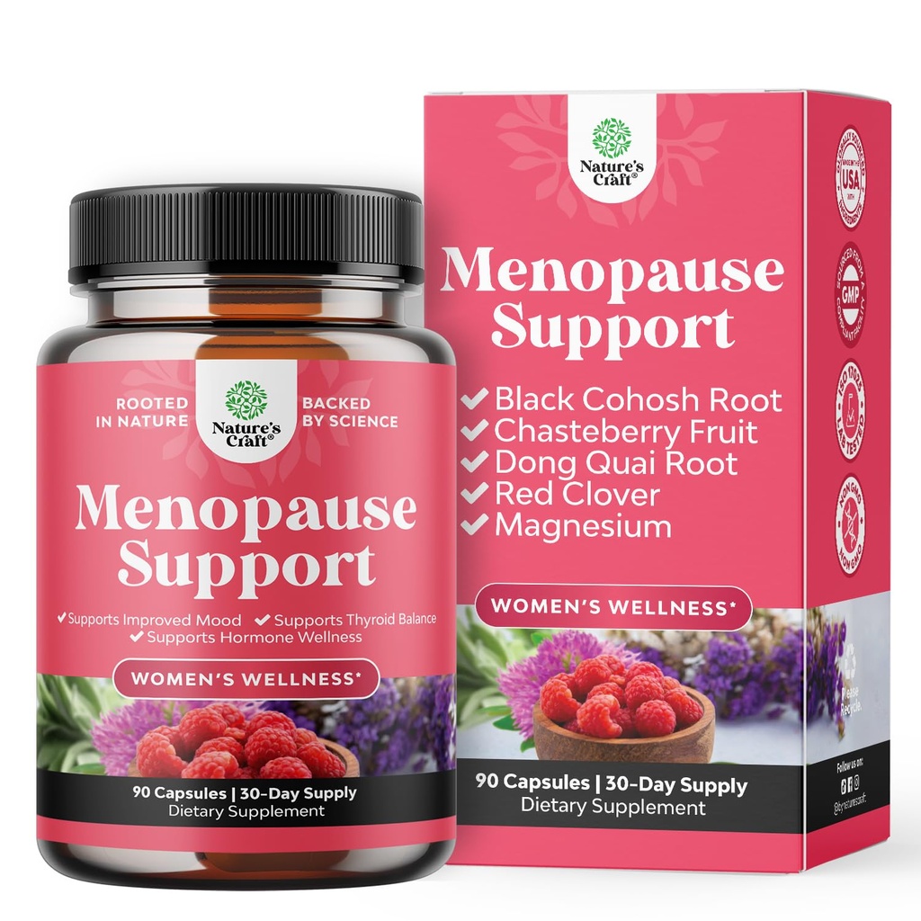 Complete Herbal Menopause Supplement for Women - Multibenefit Menopause Ease Hormone Balance for Women for Night Sweats Mood and More with Dong Quai Vitex Chaste Berry and Black Cohosh - 90 Count