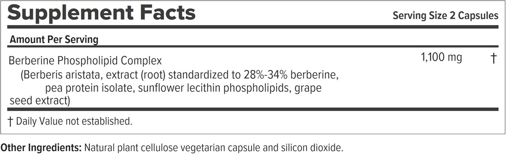 ANDREW LESSMAN Berberine Phospholipid Complex 30 Capsules - Barberry Root Extract. Small Easy to Swallow Capsules
