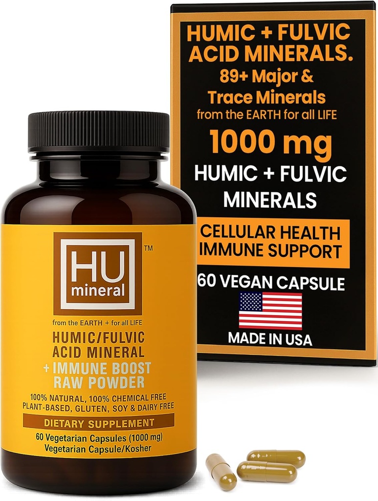 Humic and Fulvic Mineral Immune Boost Raw Powder Mineral Supplement, 60 Count
