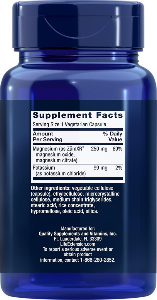 Life Extension 99mg Potassium with Extend-Release Magnesium 250mg, 100 Veg Caps (Pack of 2) - Gluten-Free – Non-GMO – Vegetarian Supplement for Men and Women - Dual-Action Mineral Formula