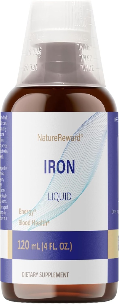 Iron Liquid Supplement, 4 Fl. Oz., 125mg Iron per 2mL Dose, 60 Servings,Vegan, Gluten Free