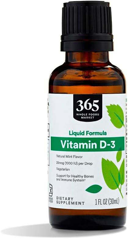 [BRSWGZQBOUHWGHL4] Whole Foods Market, Vitamin D-3 Liquid Mint Flavor 1000IU, 1 OZ