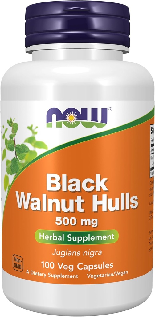 NOW Foods Supplements, Black Walnut Hulls (Juglans nigra) 500 mg, Herbal Supplement, 100 Veg Capsules