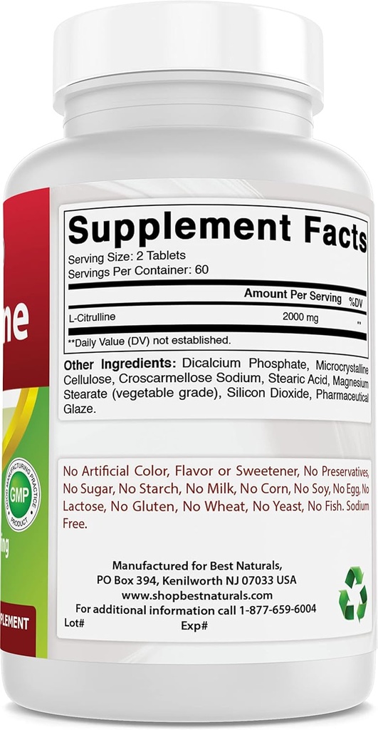 Best Naturals L-Citrulline 2000mg & L-Arginine 1000 mg