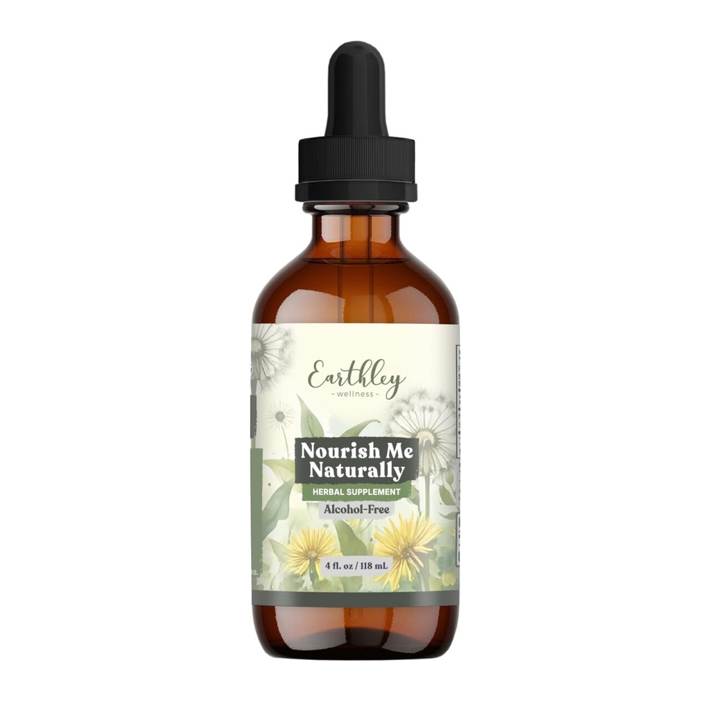 Earthley Wellness Nourish Me Naturally, Liquid Herbal Multivitamin for Whole Family Wellness, Bioavailable Plant-Based Nutrition, Herbs Like Nettle and Alfalfa Leaf, Trace Minerals Alcohol-Free (4oz)
