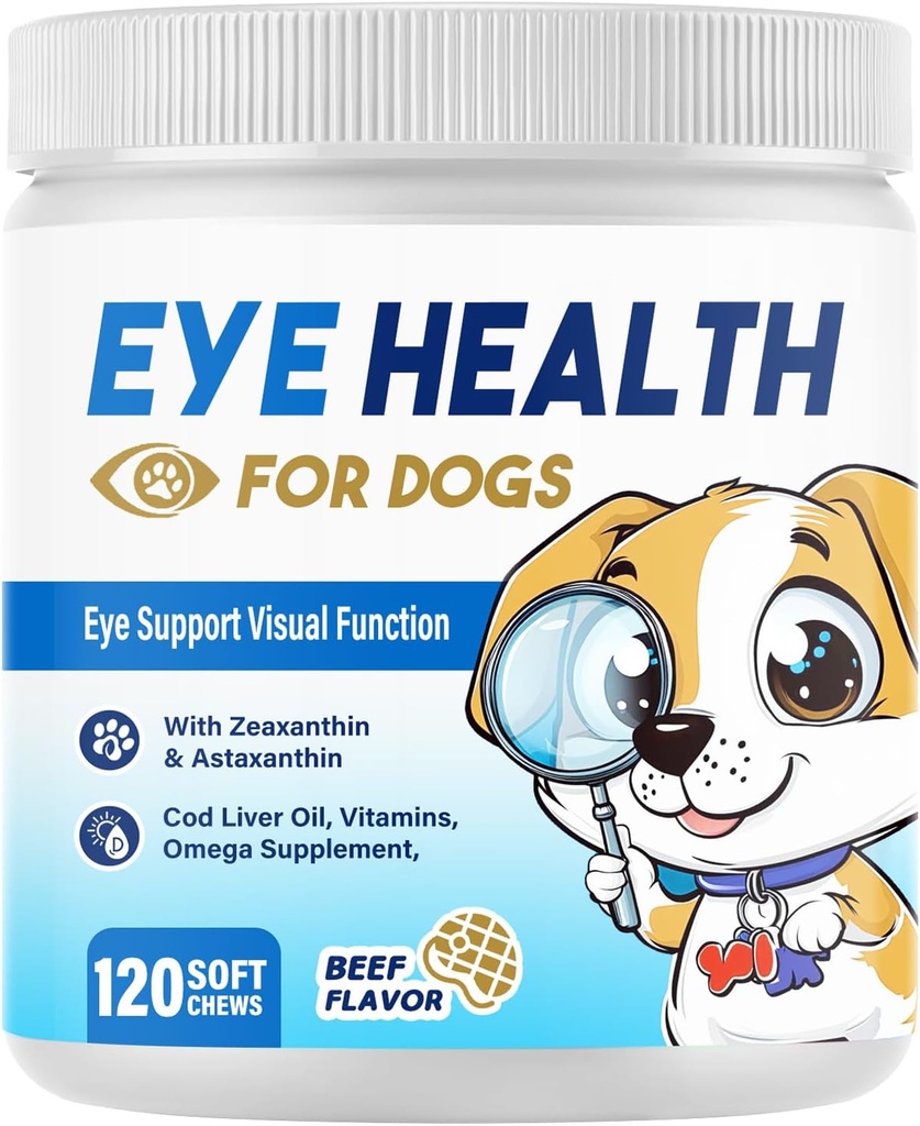 Eye Support Soft Chews for Dogs, Eye Supplements for Dogs, Dog Omega Supplement, Omega 3 EPA & DHA Fatty Acids, 120pcs