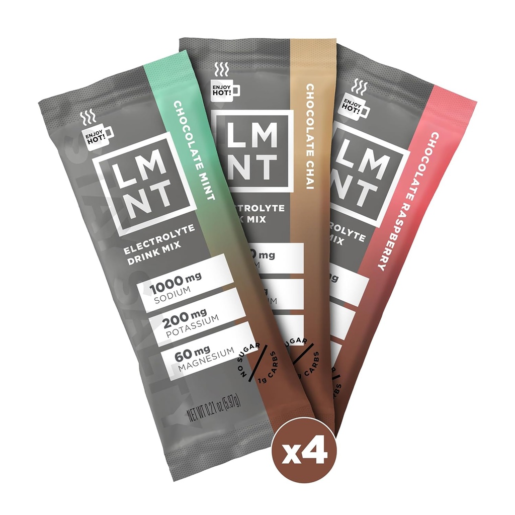 Drink LMNT Zero Sugar Hot Chocolate or Coffee Mixer - Chocolate Medley - Variety Pack | Drink Mix | 12-Count