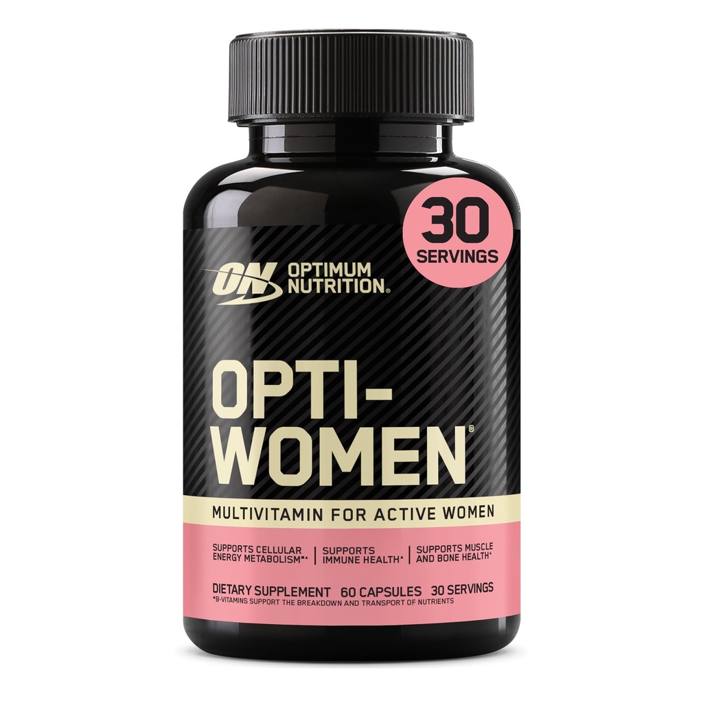 Optimum Nutrition Opti-Women Daily Multivitamin for Women, Immune Support Supplement with Iron, 30 Day Supply, 60 Count, (Packaging May Vary)