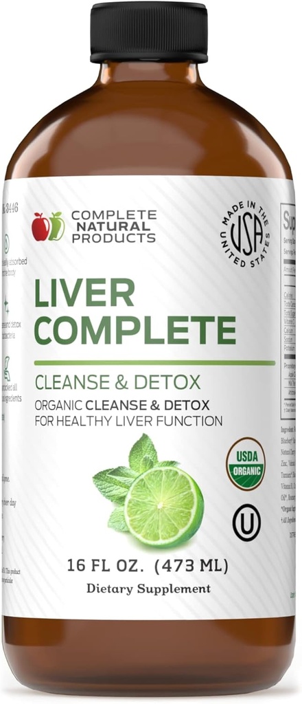 Liver Complete 16oz Support Liquid – Milk Thistle, Chanca Piedra & Dandelion Root – Herbal Cleanse Supplement – Non-GMO, Organic Ingredients