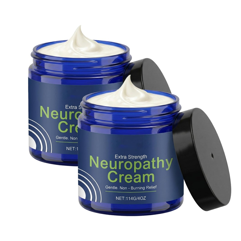 2pack Neuropathy Nerve Relief Cream - Maximum Strength Soothing for Feet, Hands, Legs, Toes, Back Discomfort - Fast Absorbing Gel Moisturizing Cream