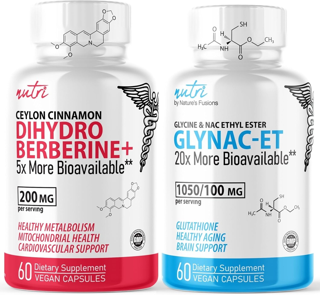 Nature's Fusions Dihydroberberine 200mg (60 Capsules) - GlyNAC-ET (60 Capsules) Bundle