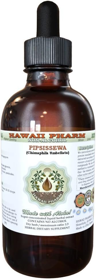 Pipsissewa Alcohol-Free Liquid Extract, Pipsissewa (Chimaphila umbellata) Dried Leaf Glycerite Natural Herbal Supplement, Hawaii Pharm, USA 2 fl.oz
