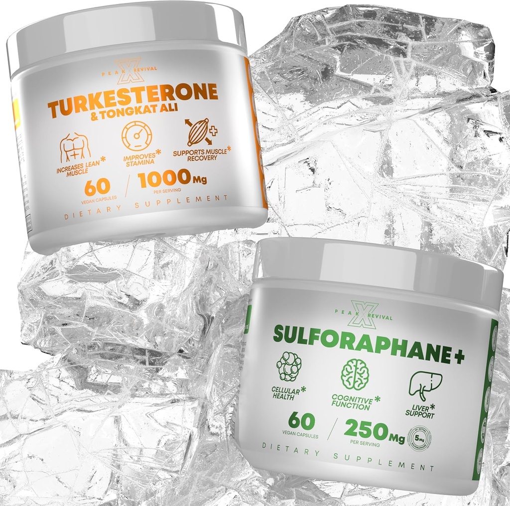 Turkesterone & Tongkat Ali Real Lab-Verified Sulforaphane Supplement, Ajuga Turkestanica Per Serving Increase Stamina - (60 Capsules)