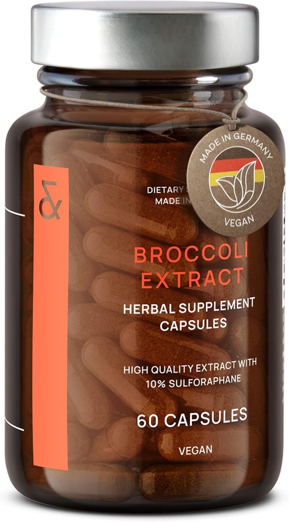 CLAV Broccoli Sprout Extract Capsules - Premium Sulforaphane Supplement with 100mg Sulforaphane - Antioxidant - 60 Broccoli Pills - Made in Germany