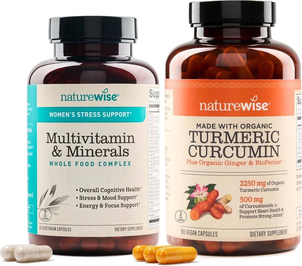 NatureWise Women's Multivitamin & Turmeric Curcumin 2250mg with 95% Curcuminoids & BioPerine Black Pepper Extract Joint Support