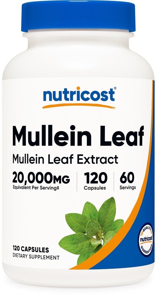 Nutricost Mullein Leaf Extract 120 Capsules for 60 Serving Per Bottle - Vegan, GMO Free and Gluten Free
