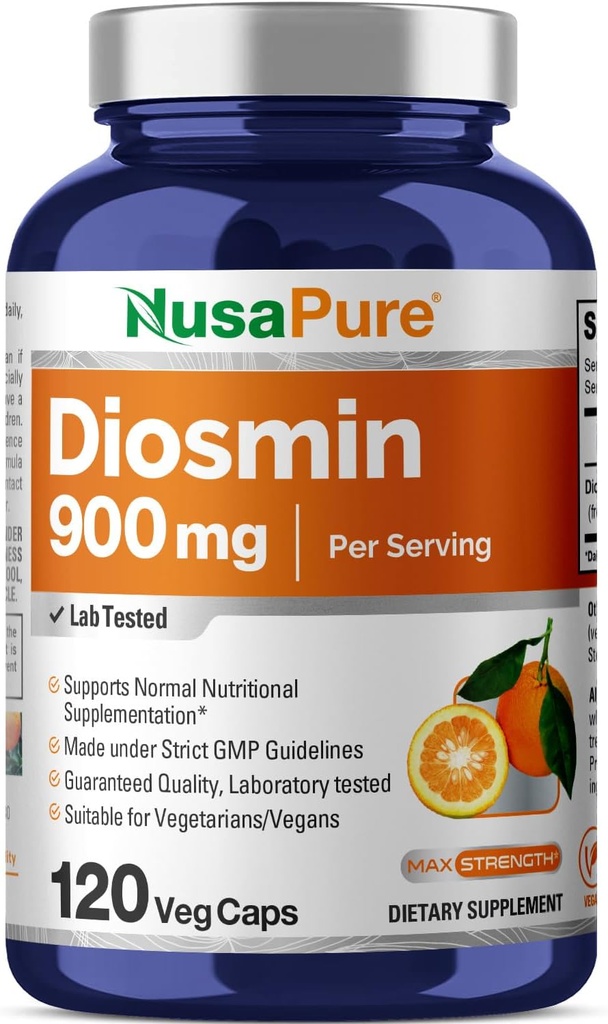 NusaPure Diosmin 900mg per Serving 120 Veggie Caps (Non-GMO, Vegan)