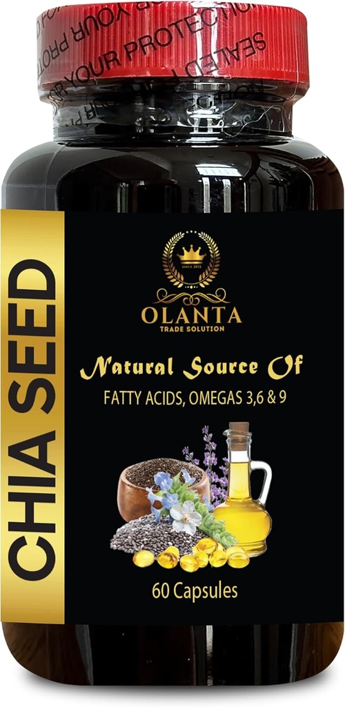 [BRSRAEADPIMQ233B] chia Seeds Extract - CHIA Seed - Energy Booster, antioxidant Vitamins Supplements, chia Seeds Omega 3 and Fiber, chia Seeds superfood salvia hispanica - 1 Bottle 60 Softgels