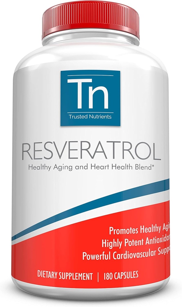 Resveratrol Supplement - Healthy Aging and Heart Health Blend – with Trans Resveratrol, Grape Seed Extract, Acai Berry and Maqui Berry – 1000 mg 180 Capsules