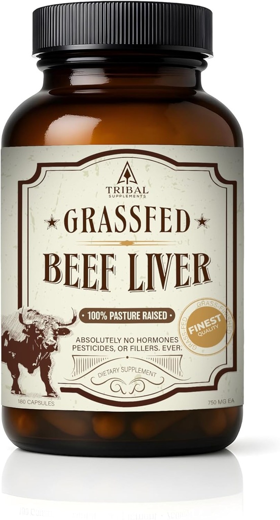 [BRSRAYA5OZ7AYHTP] Grass Fed Beef Liver Capsules, 45-Day Supply, Key Nutrients for Enhanced Energy, Mental Clarity & Mood, 100% Pasture-Raised & Hormone-Free, 180 Freeze Dried Liver Pills (3000 mg)