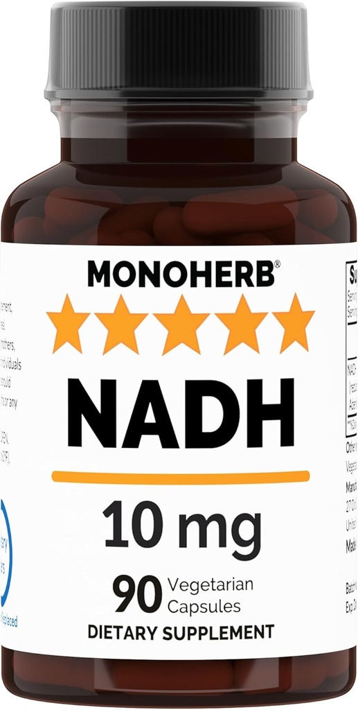 NADH 10 mg 90 Vegetarian Capsules - Reduced Nicotinamide Adenine Dinucleotide Supplement