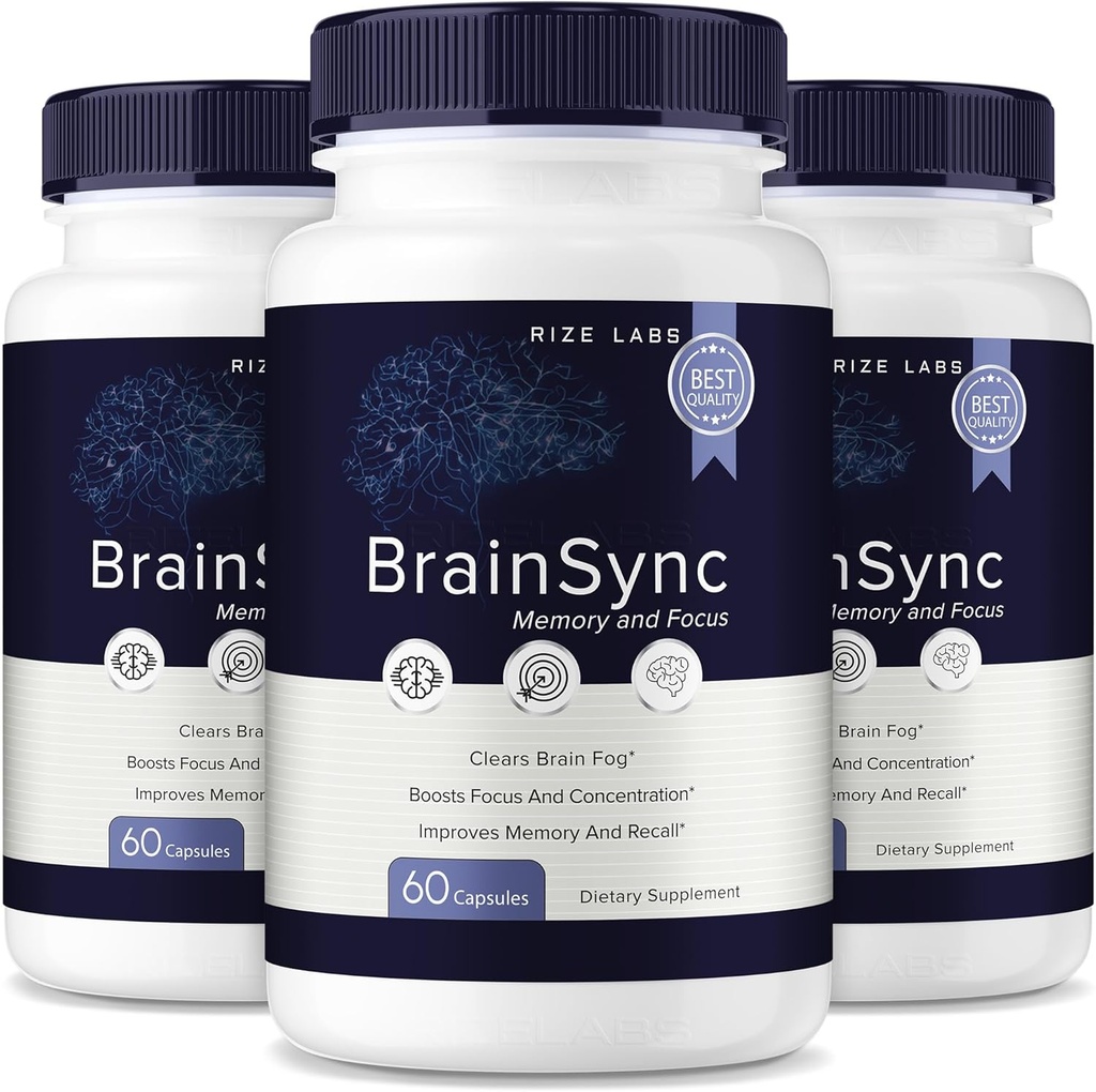 BrainSync Capsules – Daily Focus & Clarity Formula with a Balanced Blend for Alertness and Memory Support | Easy-to-Take Pills for Everyday Use (180 Capsules)