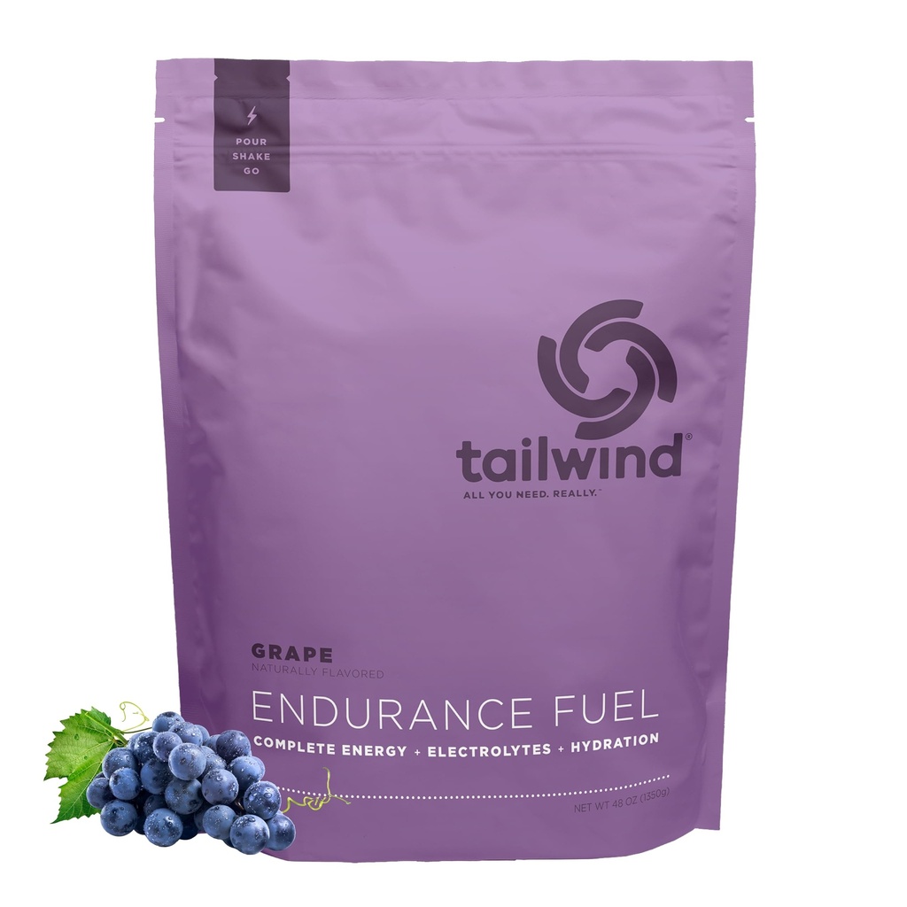 Tailwind Nutrition Endurance Fuel, Carbohydrate & Electrolyte Sports Drink Mix Powder, Gluten-Free, Vegan, Grape, 50 Servings