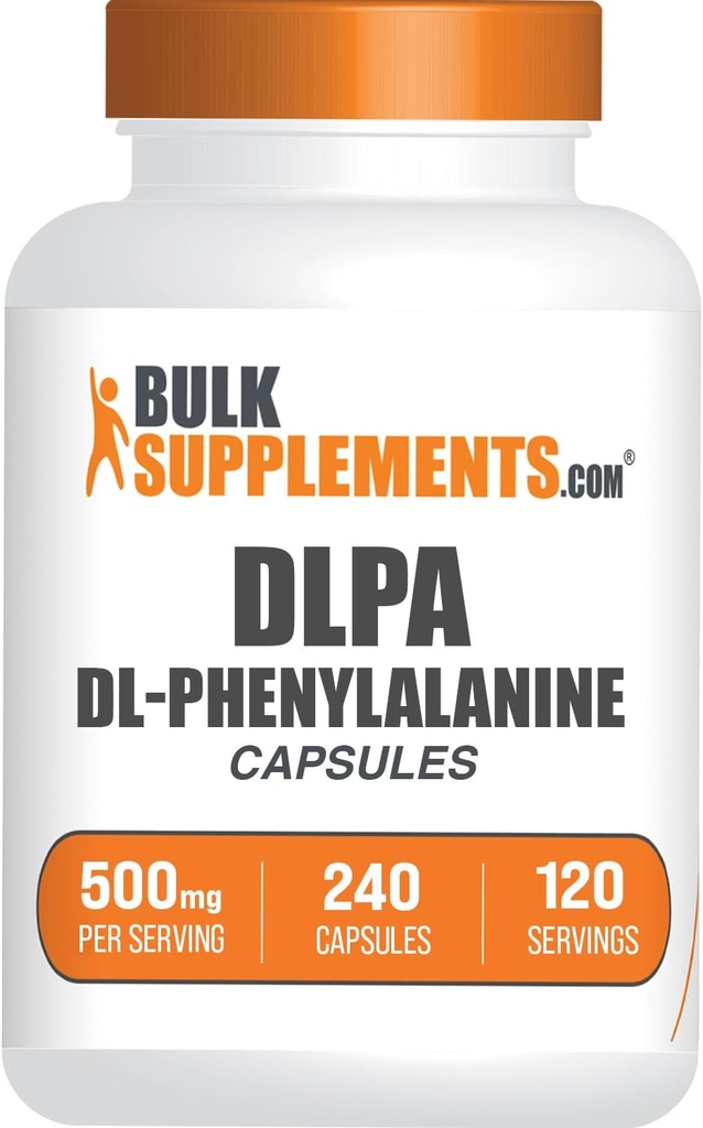 BulkSupplements.com DL-Phenylalanine Capsules - DLPA Capsules, DL-Phenylalanine 500mg - DLPA Supplements, Gluten Free - 2 Capsules per Serving, 240 Capsules (Pack of 1)