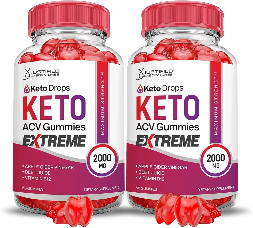 [BRSROA32B5YQOYLL] Justified Laboratories (2 Pack Keto Drops Keto ACV Gummies Extreme 2000MG Keto Drops Keto Gummies Advanced Formula Apple Cider Vinegar with Pomegranate Beet Juice Powder B12 Vegan Non GMO 120 Gummys
