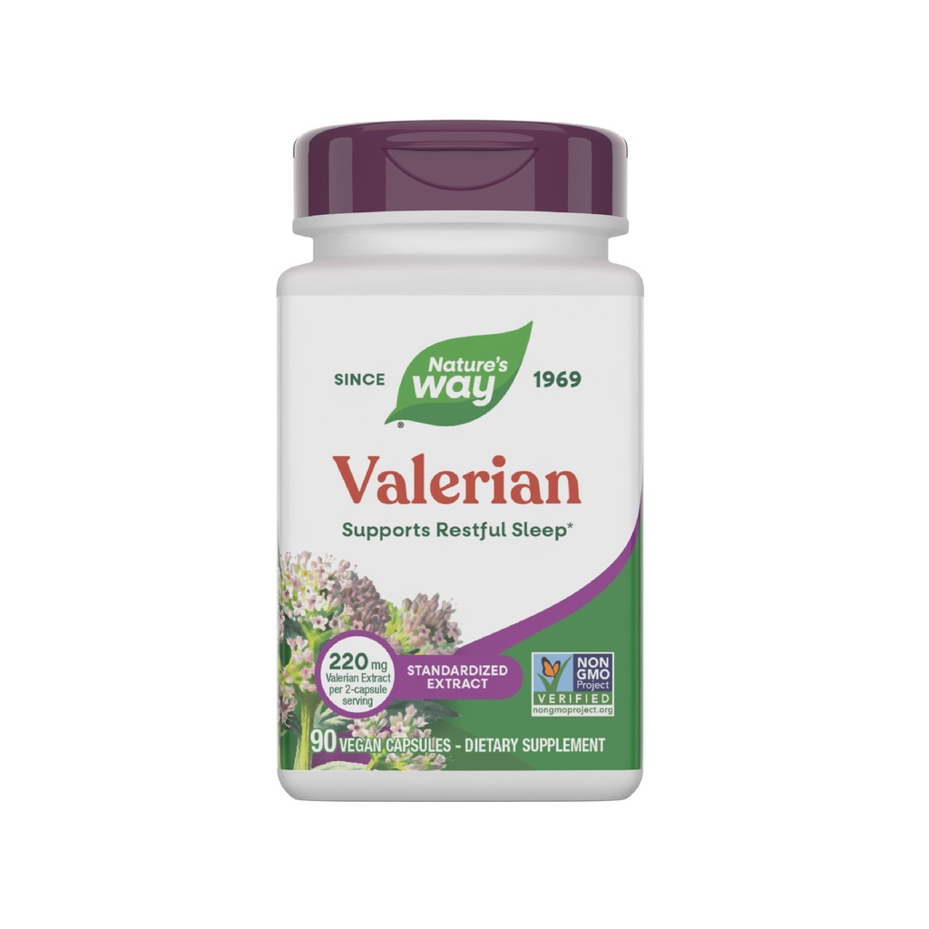 Nature's Way Valerian Premium Extract, Supports Restful Sleep*, 220 mg of valerian extract per 2-capsule Serving, Non-GMO Project Verified, Herbal Supplements, Vegan, 90 Capsules (Packaging May Vary)