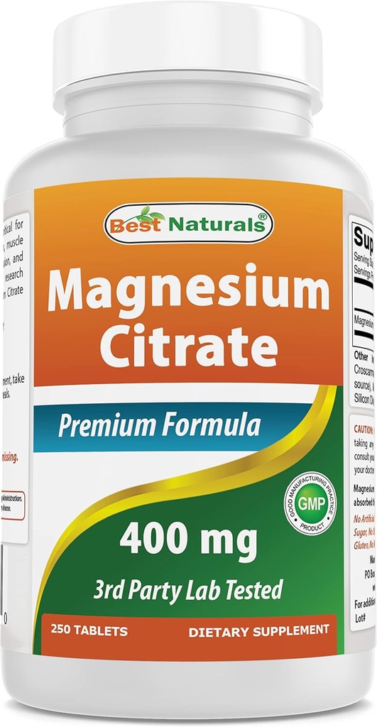 Best Naturals Magnesium Citrate (Citrato de Magnesio) 400mg 250 Tablets (400 mg of Elemental Magnesium per 2 Tablets) (1)