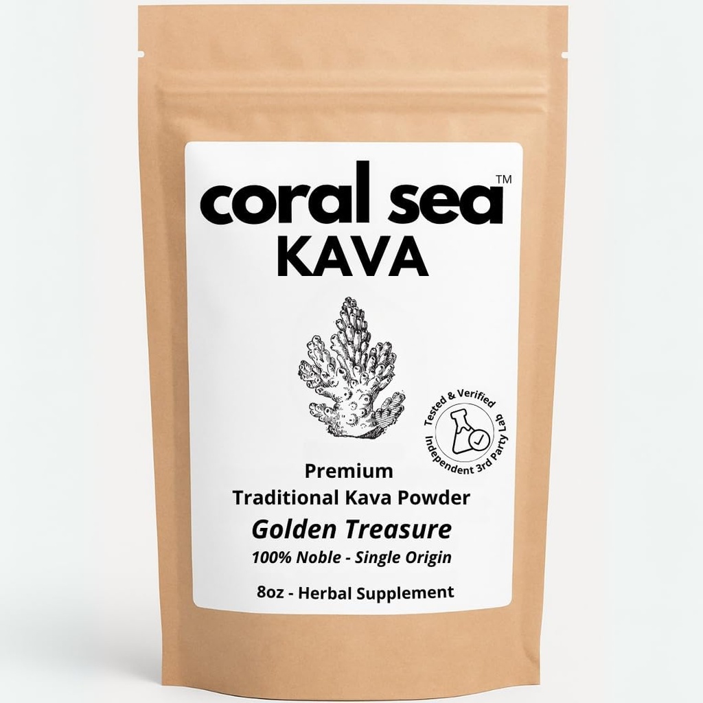 Kava Powder - Vanuatu Golden Treasure - Calming Drink to Relax - Rare Noble Kava Root Tea - Uplifting & Heady - Alternative Social Beverage - Traditional Grind Waka and Lawena Mix 8oz