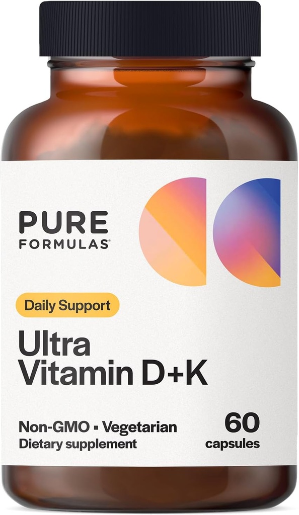 Vitamin D3 K2 Vitamin 5000 IU - VIT D3 K2 Supplement for Calcium Absorption, Bone Strength, Cardiovascular & Immune Function Support, Soy-Free, Non-GMO 60 Vegetarian Capsules
