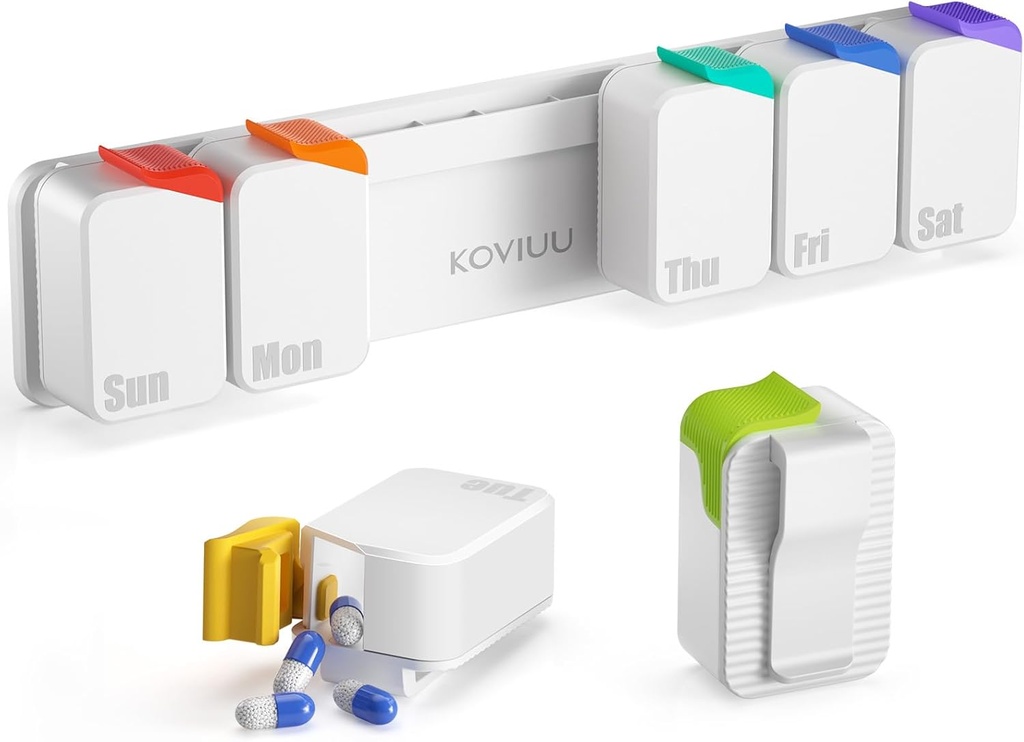 Weekly Pill Organizer, Extra Large Pill Box, Removable Daily Pill Case, Daily Pill Container 7 Day Waterproof, Stickable Medicine Holder Vitamin Case for Elders, Arthrtic Patients, Kids